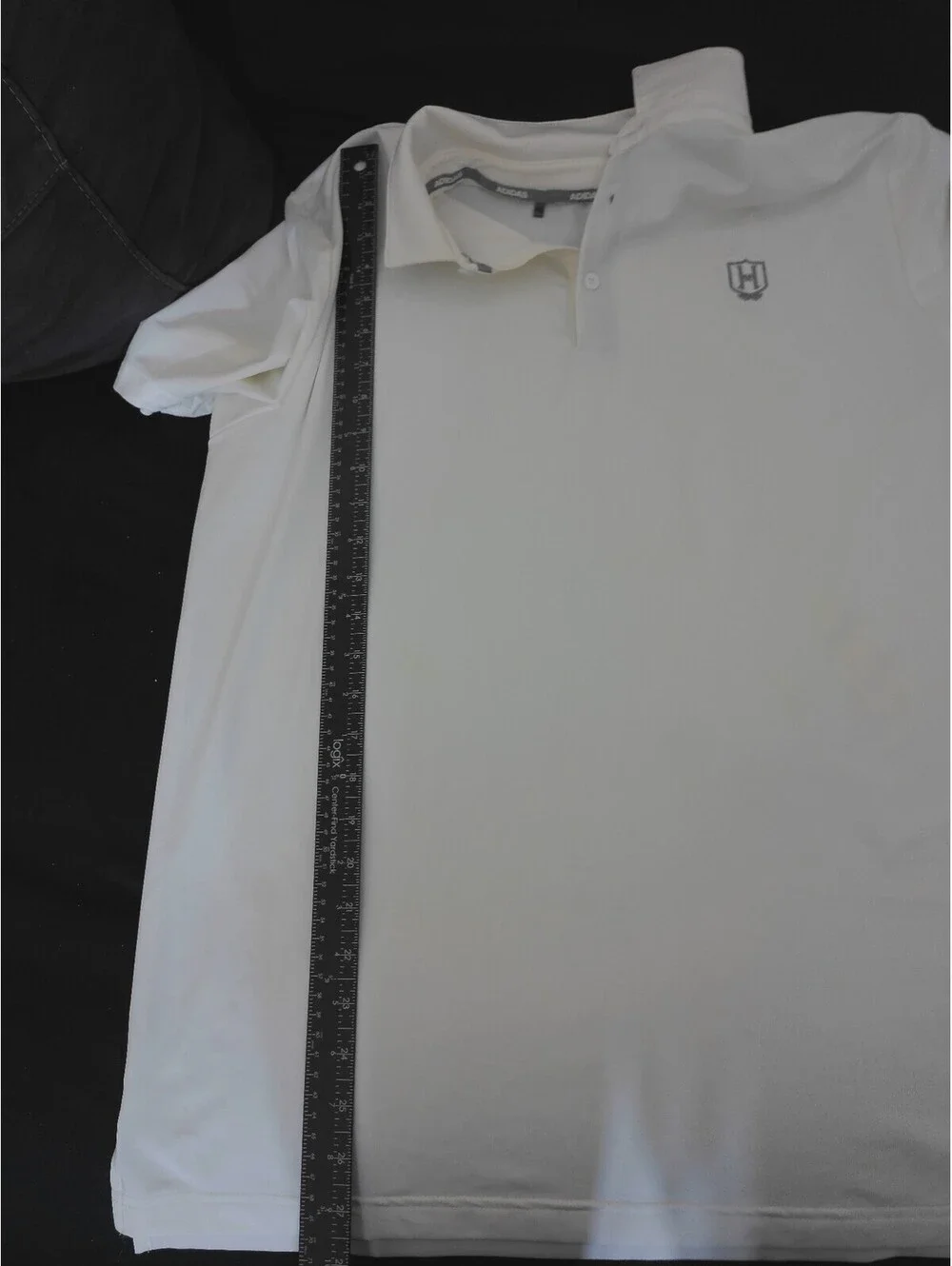 Adidas Mens Golf Polo Shirt Athletic Performance Size L White Short Sleeve Logo